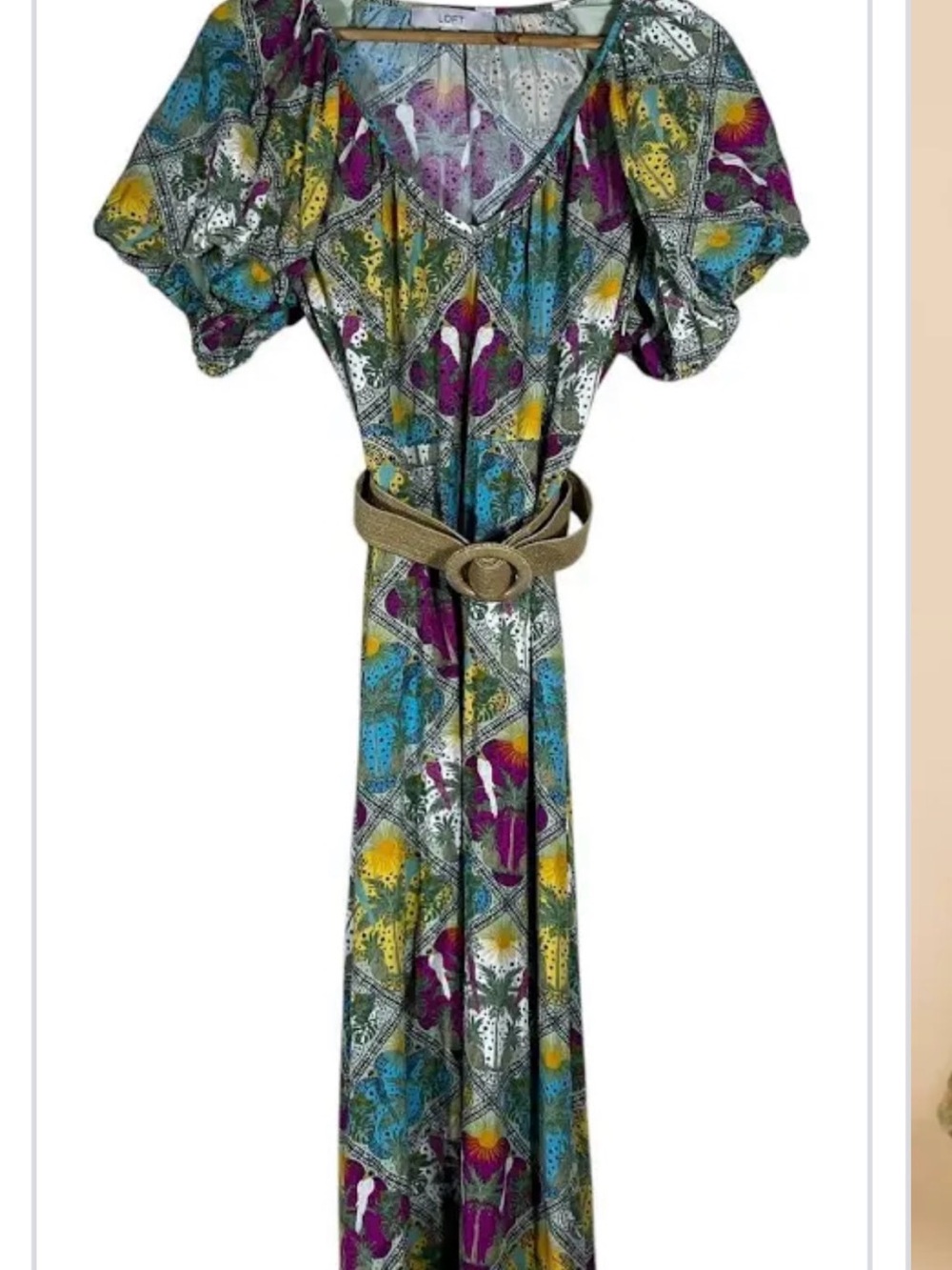 LOFT Multi-Color Floral Print Maxi Dress